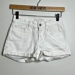 White Arizona Mid Rise Denim Shorts